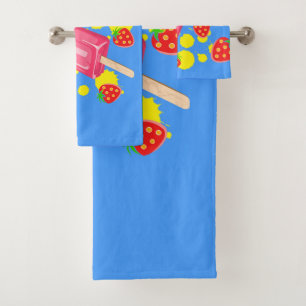 Illustration Fun Pink Popsicle and Strawberries