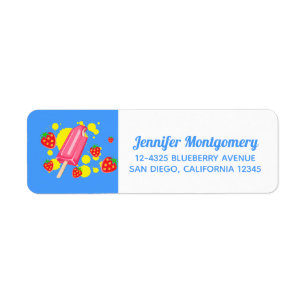 Illustration Fun Pink Popsicle and Strawberries