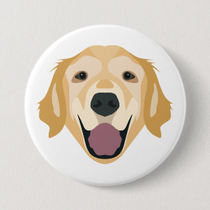 Illustration Golden Retriever 3 Inch Round Button