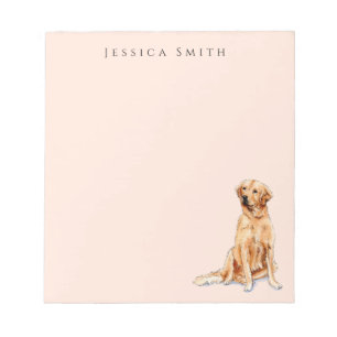Illustration Golden Retriever sur Bloc-notes rose