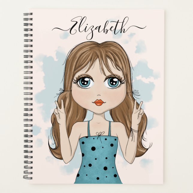 Illustration graphique de paix de fille mignonne (Devant)