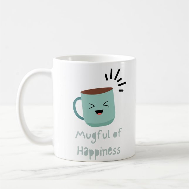 Illustration Green et Black Cute Citations Mug (Gauche)