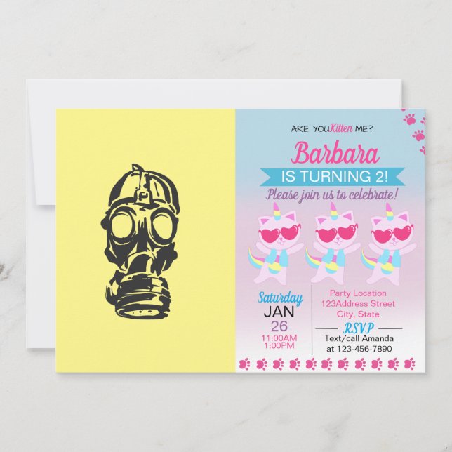 illustration hand drawn of sketch Gas mask Invitation (Front)