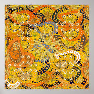 Illustration in yellow, orange and brown colors. I Poster