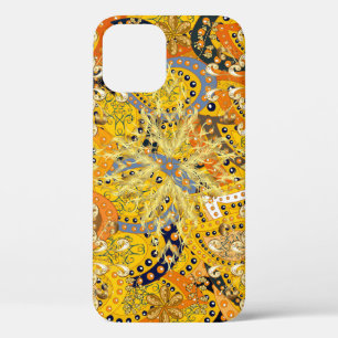 Illustration in yellow, orange and brown colours. iPhone 12 case