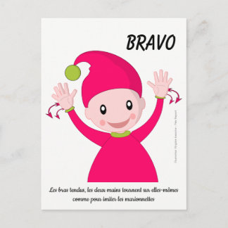 Illustration LSF du signe Bravo avec petit lutin Postcard