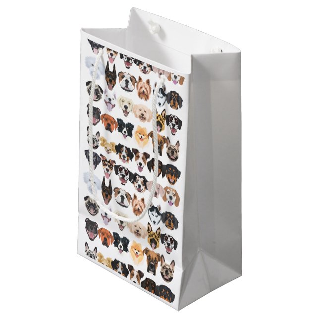 Illustration - Many laughing and pretty dogs Small Gift Bag (Front Angled)