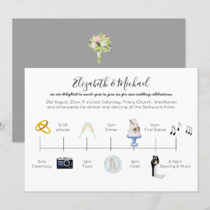 Illustration Mariage Timeline Invitation Icônes am