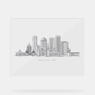 Illustration minimaliste de la skyline de Boston