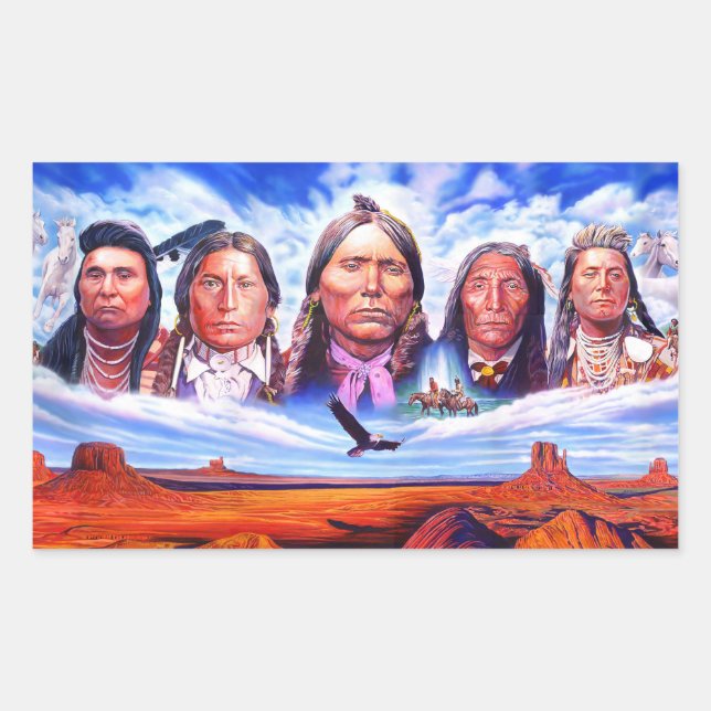 Illustration Native American Indian Chiefs Artwork Sticker (Front)