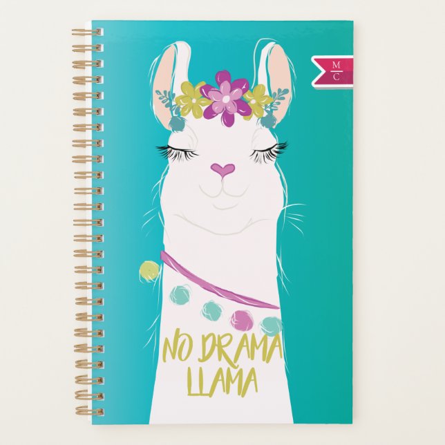 Illustration No Drama Llama Monogram Planner (Front)