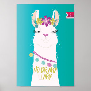 Illustration No Drama Llama Monogram Poster