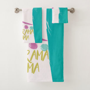 Illustration No Drama Llama with Monogram design Bath Towel Set