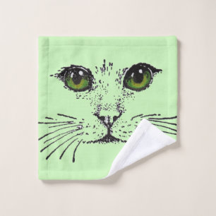 Illustration noir Chat visage Vert Yellow Yellow E