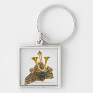 Illustration of 16th century samurai helmet keychain