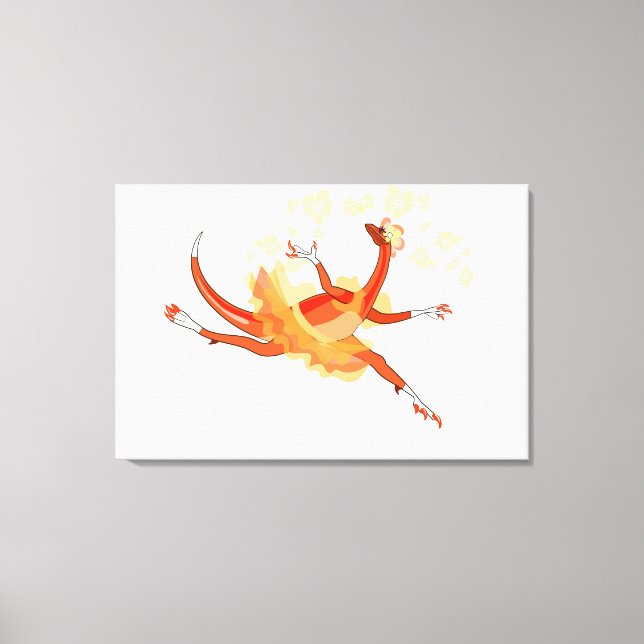 Illustration Of A Ballerina Dancing Raptor. 2 Canvas Print (Front)