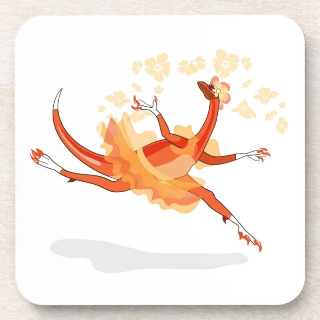 Illustration Of A Ballerina Dancing Raptor. 2 Coaster (Front)
