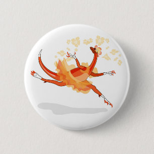 Illustration Of A Ballerina Dancing Raptor. 2 Inch Round Button