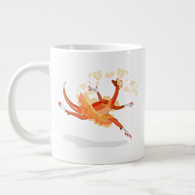 Illustration Of A Ballerina Dancing Raptor. 2 Large Coffee Mug (Left)
