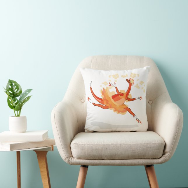 Illustration Of A Ballerina Dancing Raptor. 2 Throw Pillow (Chair)