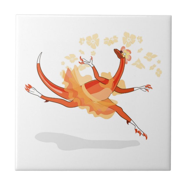 Illustration Of A Ballerina Dancing Raptor. 2 Tile (Front)