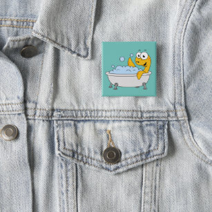 Illustration Of A Bathing Loch Ness Monster. 2 Inch Square Button