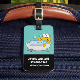 Illustration Of A Bathing Loch Ness Monster. Luggage Tag
