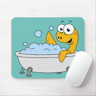 Illustration Of A Bathing Loch Ness Monster. Mouse Pad