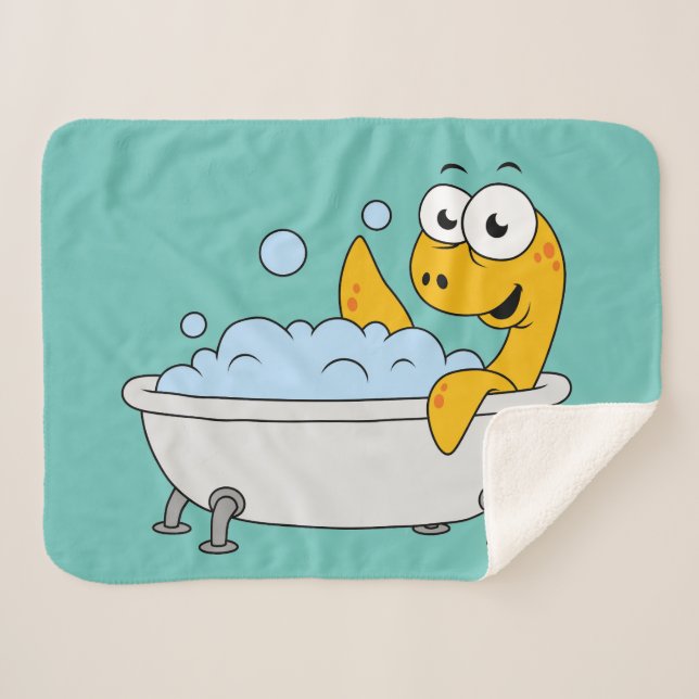 Illustration Of A Bathing Loch Ness Monster. Sherpa Blanket (Front (Horizontal))