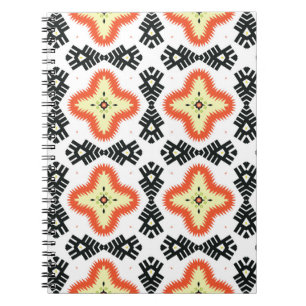 Illustration of a bright multicolored carpet with notebook