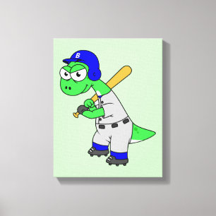 Illustration Of A Brontosaurus Baseball Player. Canvas Print
