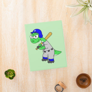 Illustration Of A Brontosaurus Baseball Player. Mini Binder