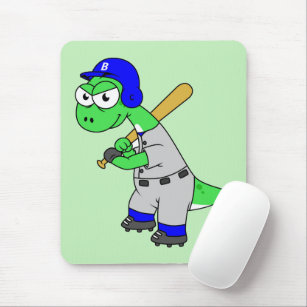 Illustration Of A Brontosaurus Baseball Player. Mouse Pad