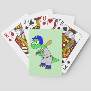 Illustration Of A Brontosaurus Baseball Player. Playing Cards