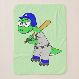 Illustration Of A Brontosaurus Baseball Player. Sherpa Blanket