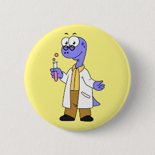 Illustration Of A Brontosaurus Chemist. 2 Inch Round Button