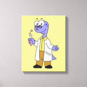Illustration Of A Brontosaurus Chemist. Canvas Print