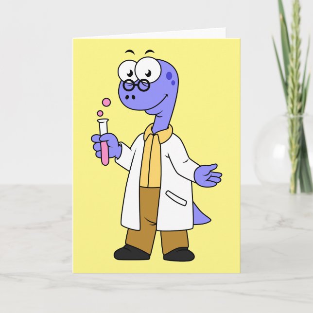 Illustration Of A Brontosaurus Chemist. Card (Front)
