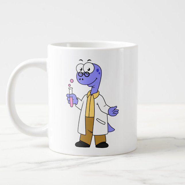 Illustration Of A Brontosaurus Chemist. Large Coffee Mug (Left)