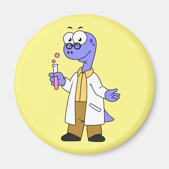 Illustration Of A Brontosaurus Chemist. Magnet (Front)