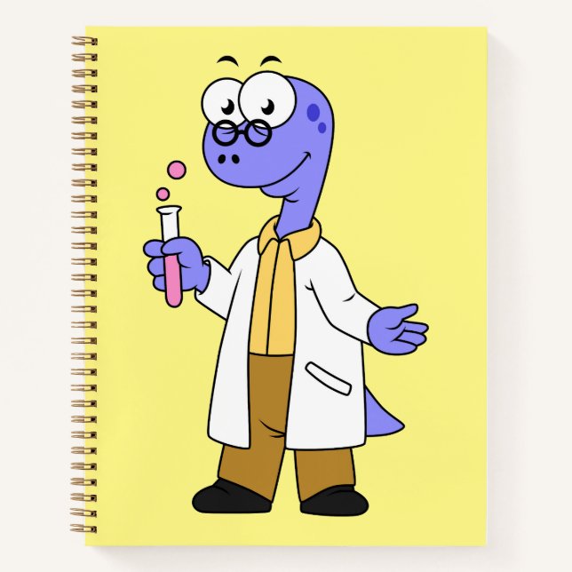 Illustration Of A Brontosaurus Chemist. Notebook (Front)