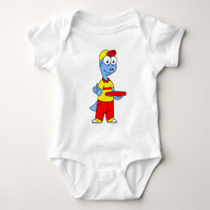Illustration Of A Brontosaurus Delivery Person. Baby Bodysuit