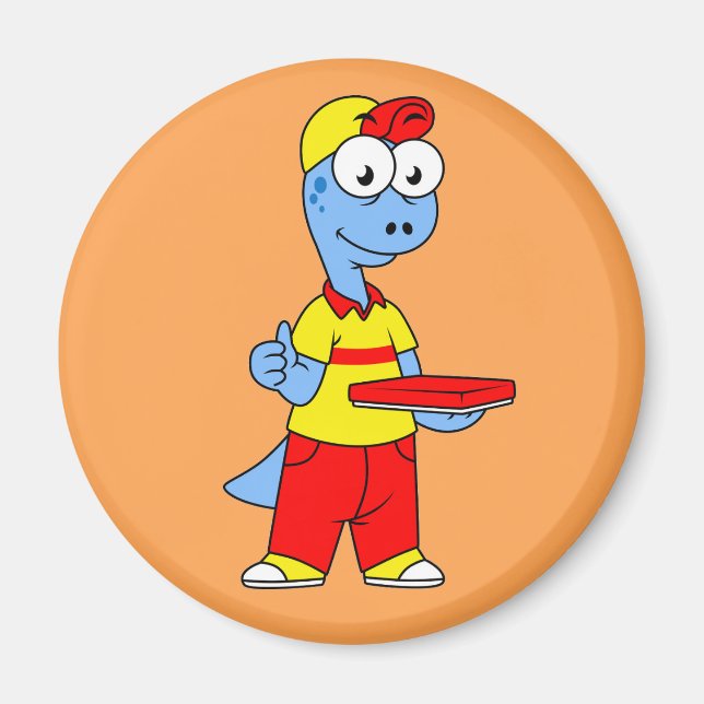 Illustration Of A Brontosaurus Delivery Person. Magnet (Front)