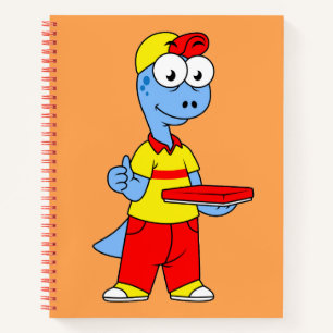 Illustration Of A Brontosaurus Delivery Person. Notebook