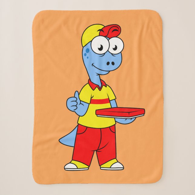 Illustration Of A Brontosaurus Delivery Person. Sherpa Blanket (Front)