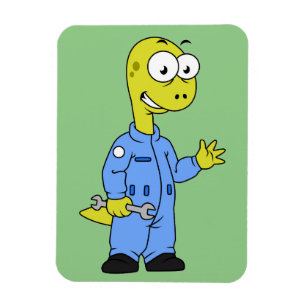 Illustration Of A Brontosaurus Mechanic. Magnet
