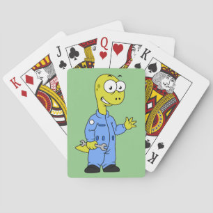 Illustration Of A Brontosaurus Mechanic. Playing Cards