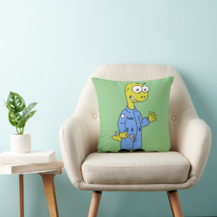 Illustration Of A Brontosaurus Mechanic. Throw Pillow