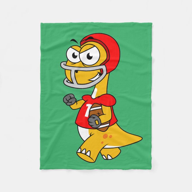 Illustration Of A Brontosaurus Playing Football. Fleece Blanket (Front)