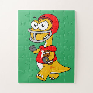 Illustration Of A Brontosaurus Playing Football. Jigsaw Puzzle